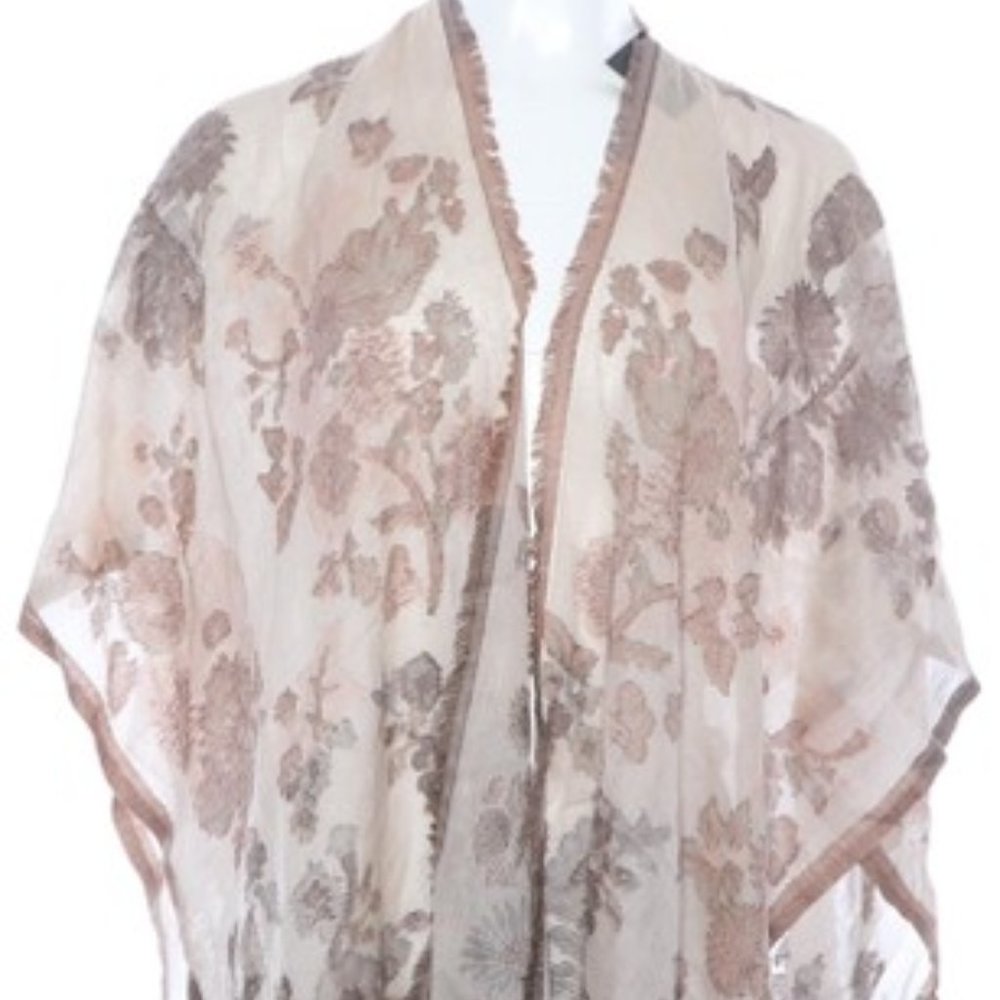 Echo Beige Floral Woven Ruana